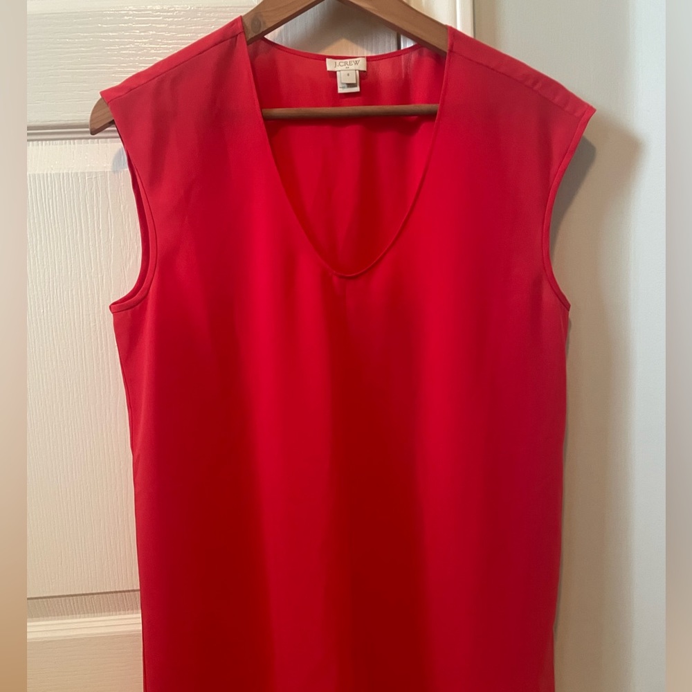 J. Crew Red Sleeveless V-Neck Blouse